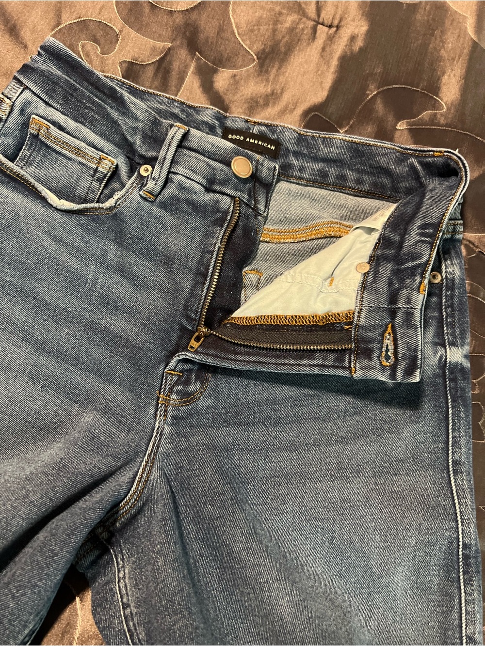 Good American Good Skate Wide Leg High-Rise Blue Women's Jeans Stretch Size 6/28 - Picture 9 of 16